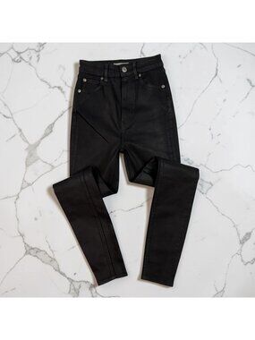 Studio R330 Skinny Jeans Size 24 Waist Coated Waxed Denim High Rise Waist Ankle